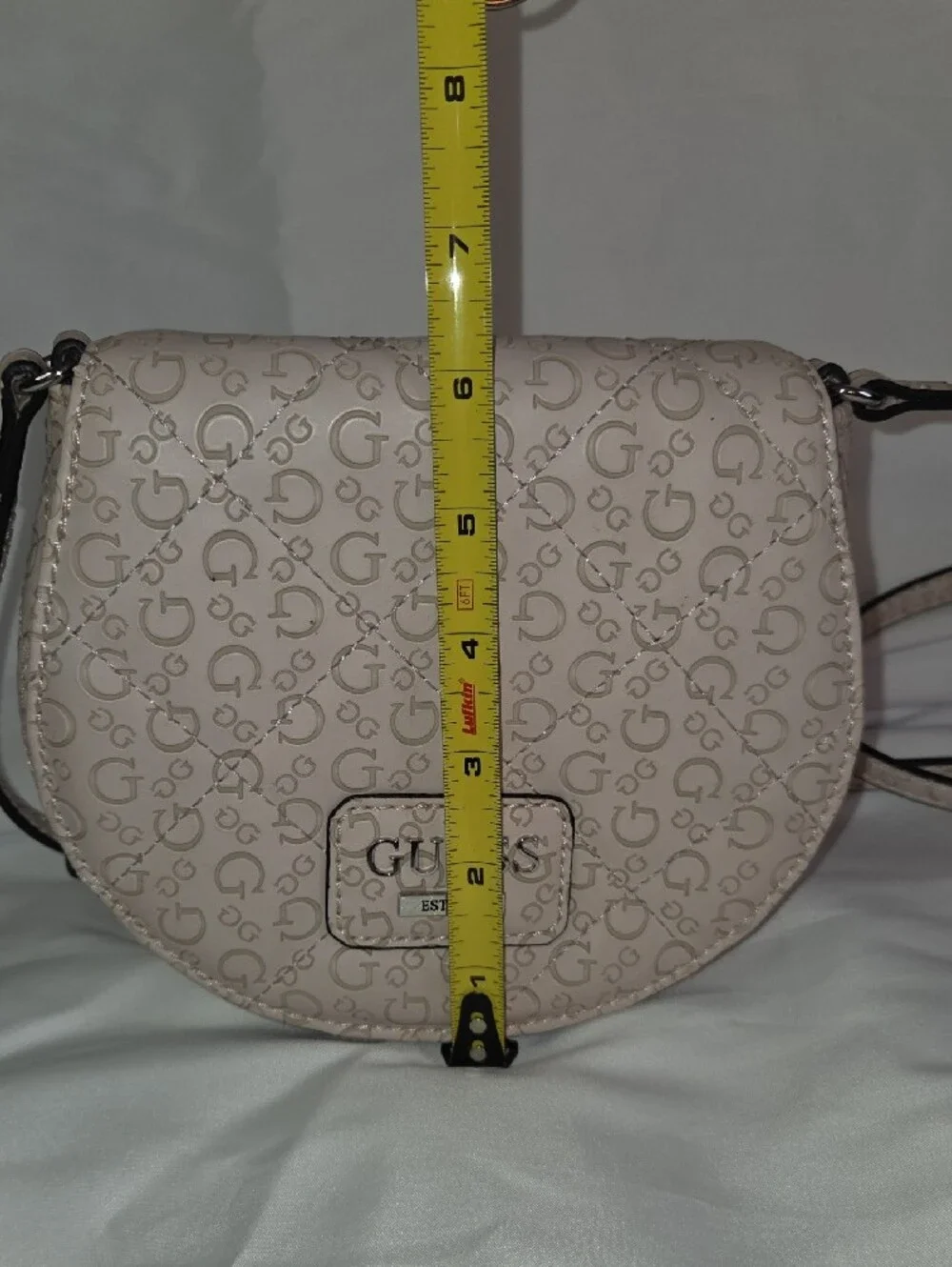 GUESS Light Beige Quilted Logo Crossbody Bag
